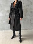 Trench-coat effet daim noir