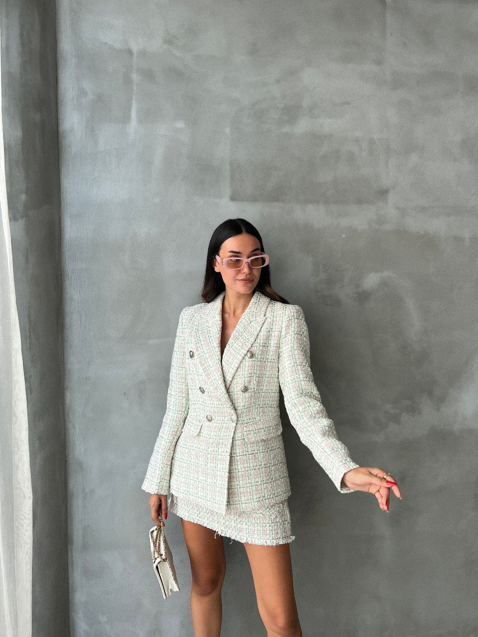 Ensemble tweed structuré