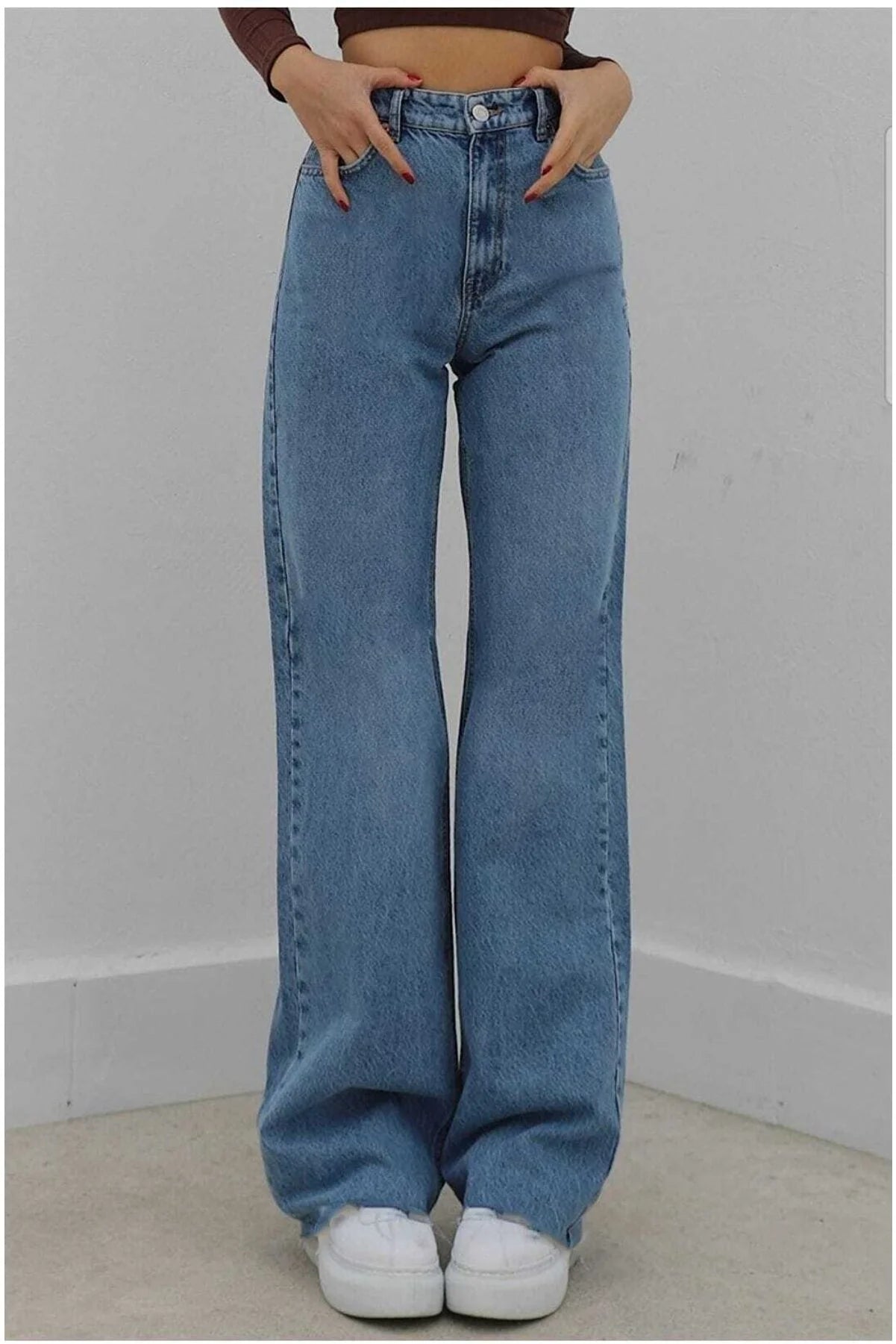 Jean taille haute bleu denim