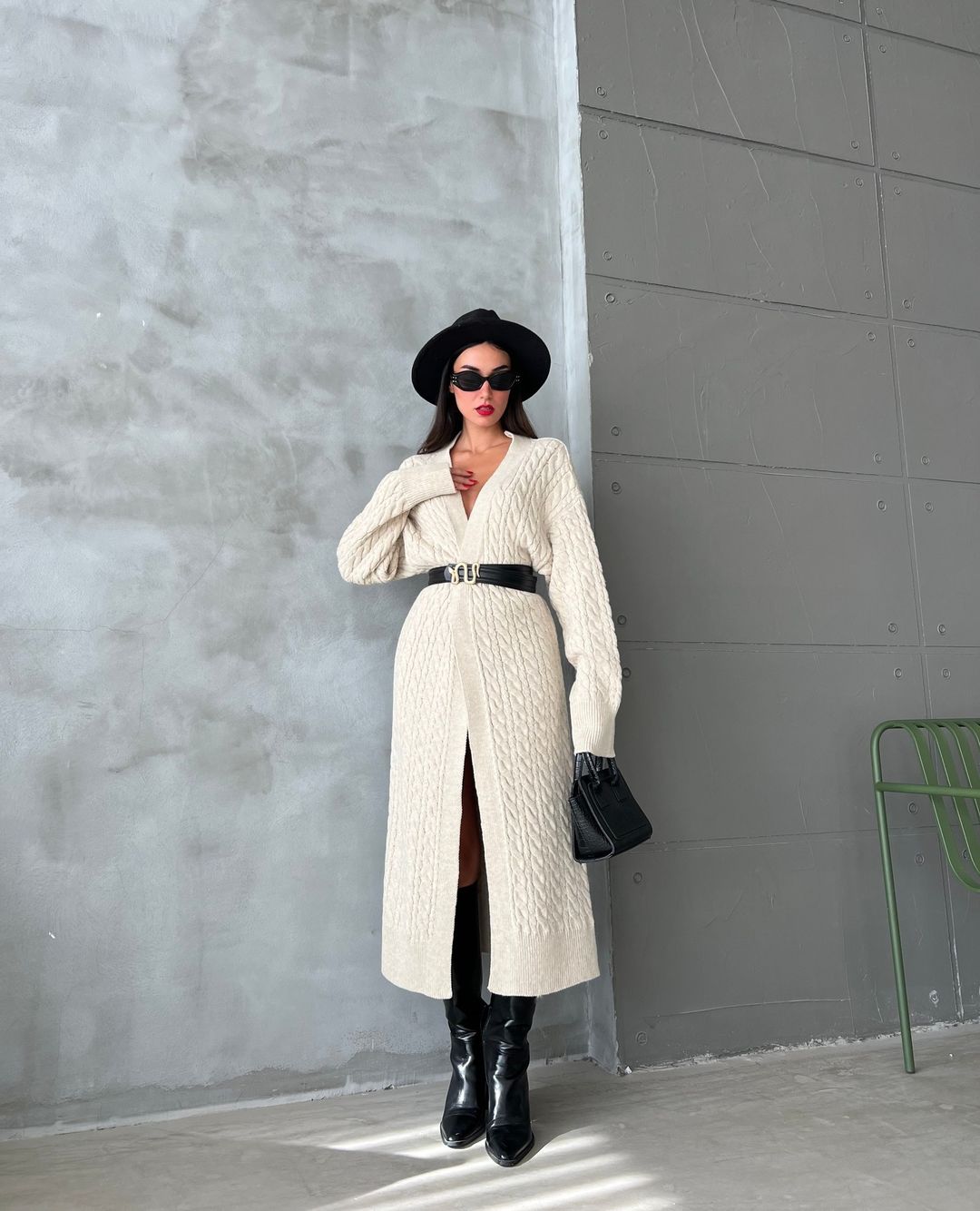 Cardigan long en maille ajourée