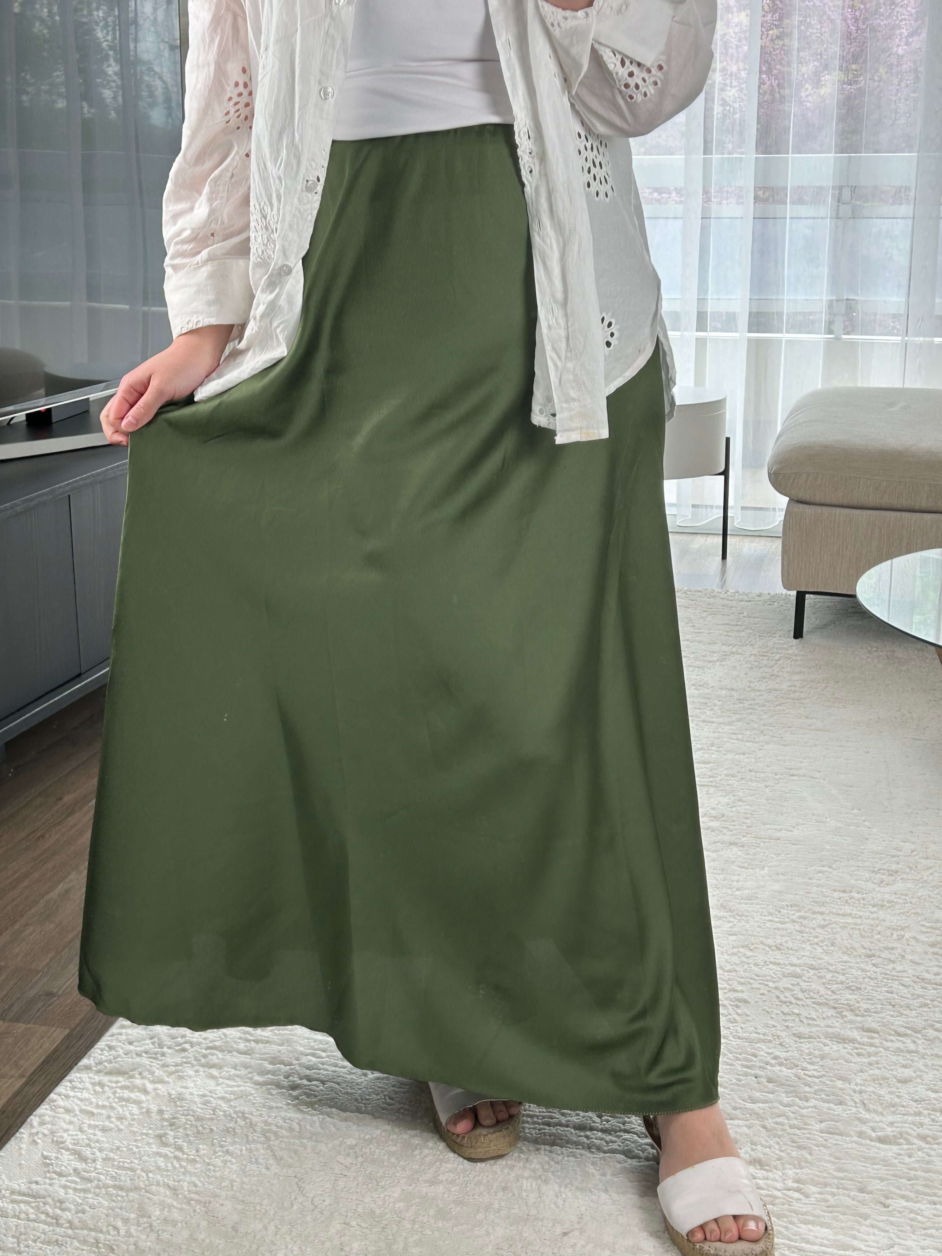 Jupe longue vert kaki