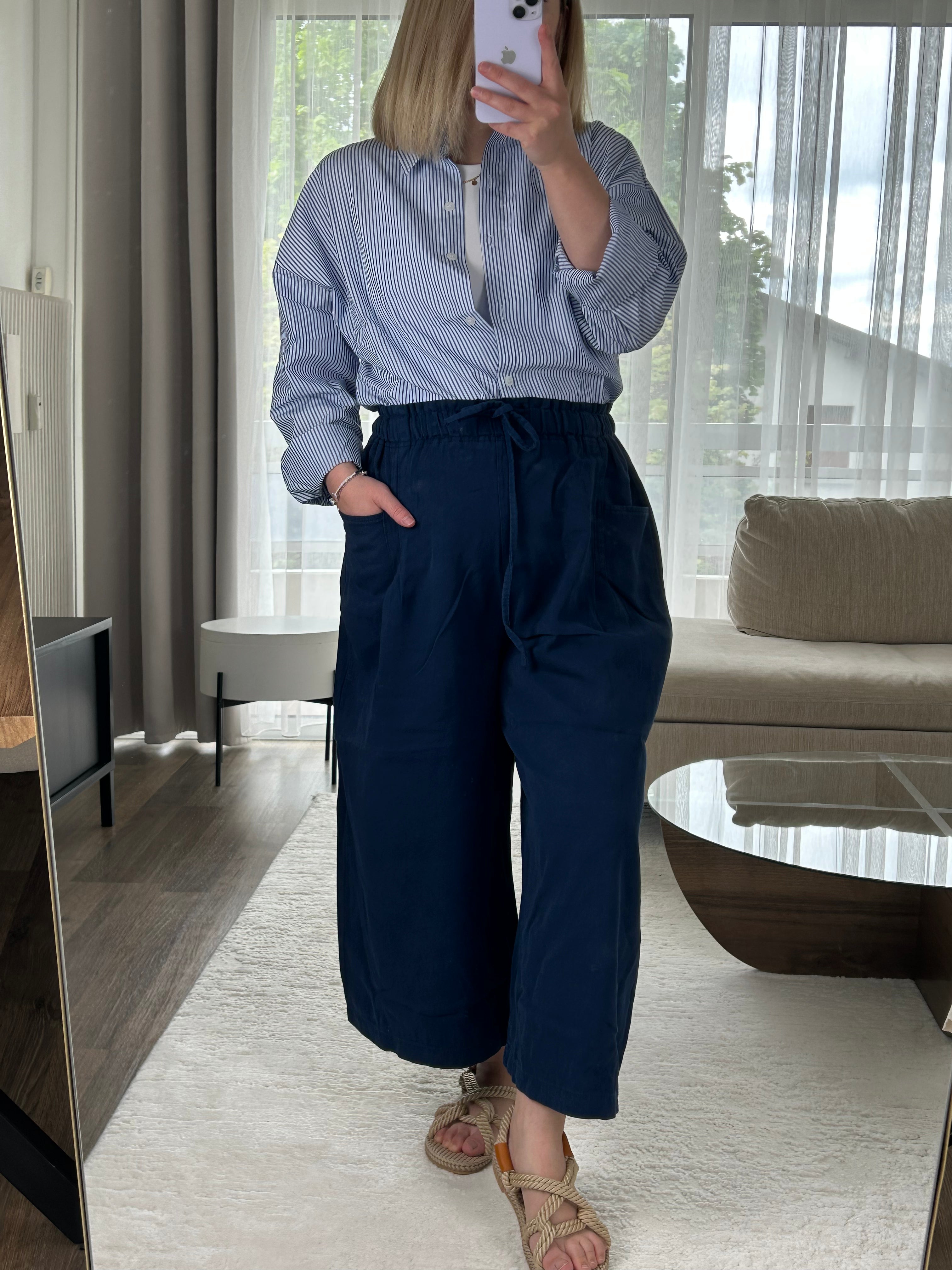 Pantalon palazzo bleu marine