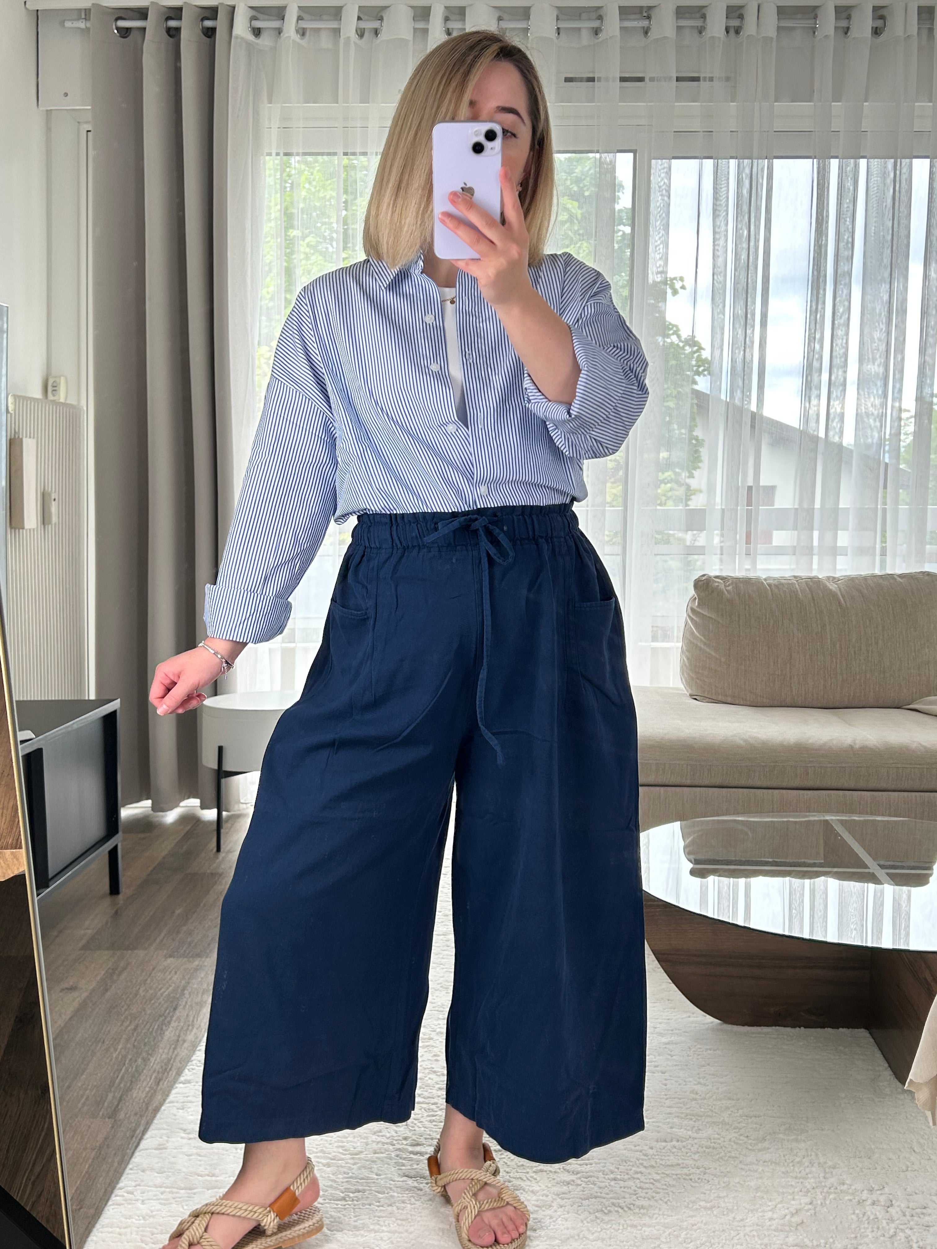 Pantalon palazzo bleu marine