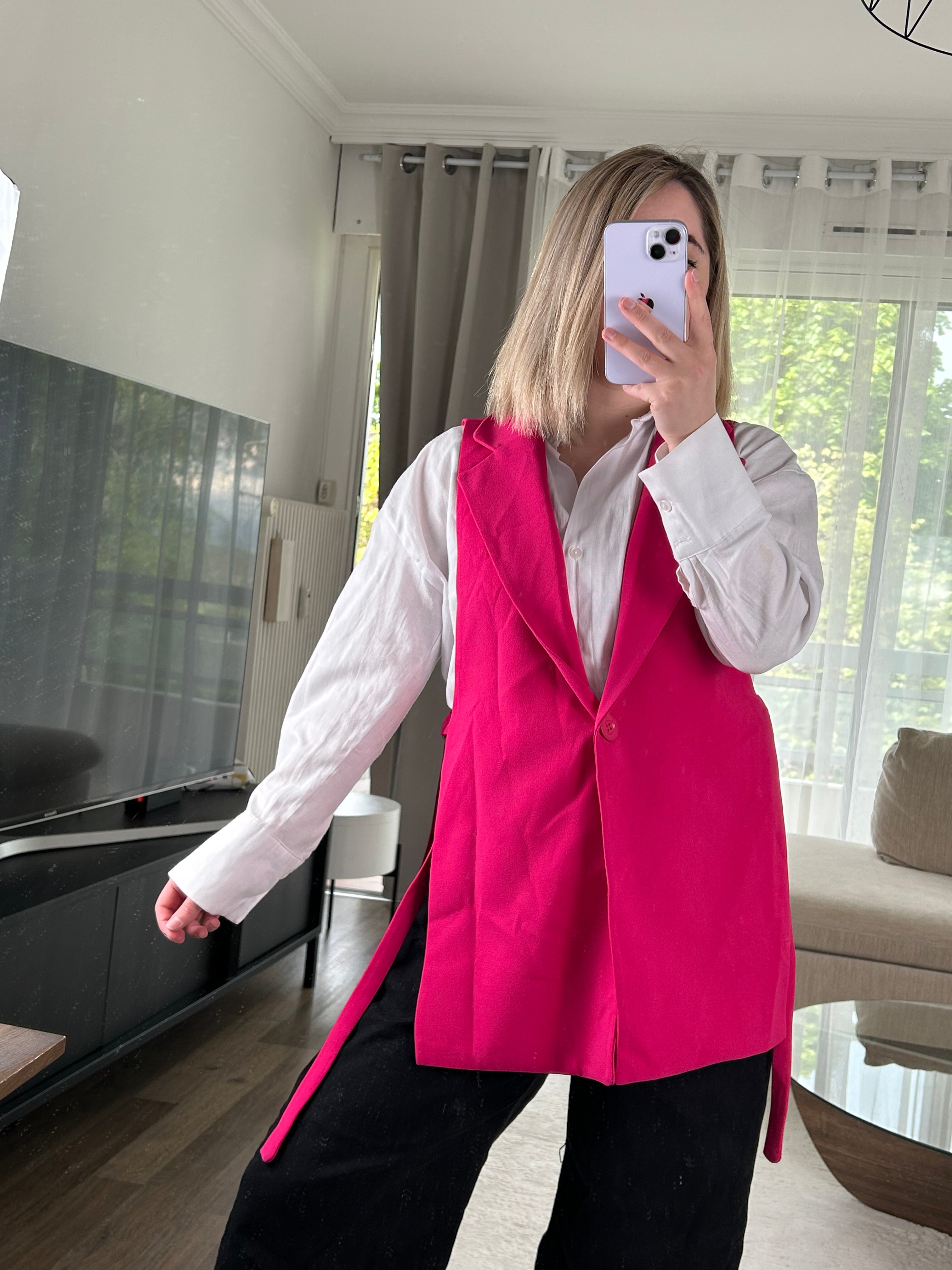 Blazer fushia sans manches