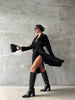 Black Suede Effect Trench Coat