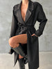 Black Suede Effect Trench Coat