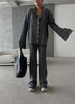 Gray Cardigan and Trousers Set