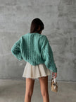 Chunky Textured Sea Green Knit Sweater
