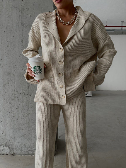 Ivory Cardigan and Trousers Set