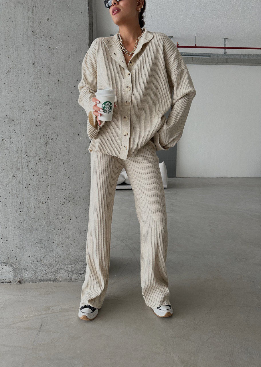 Ensemble cardigan et pantalon Ivoire