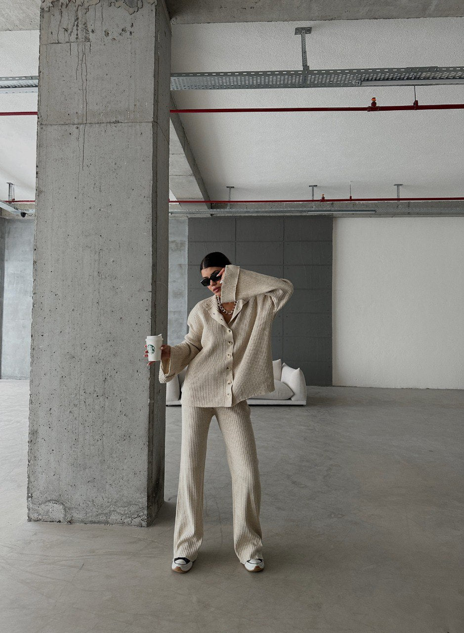 Ensemble cardigan et pantalon Ivoire