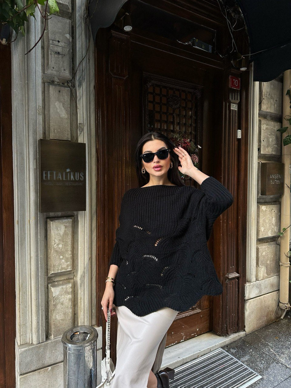 Pull oversize noir en maille