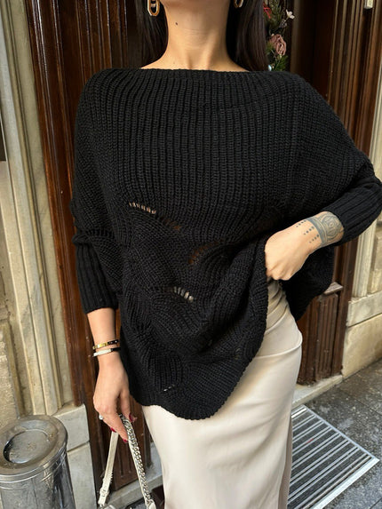 Pull oversize noir en maille