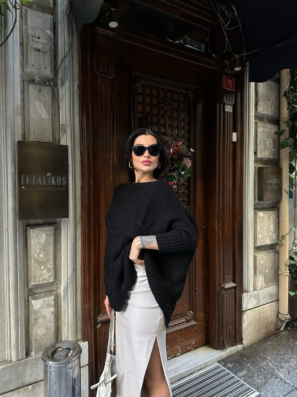 Pull oversize noir en maille