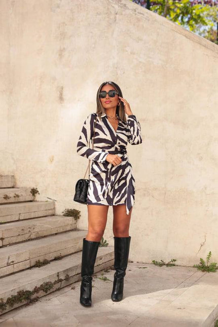 Zebra Print Wrap Dress