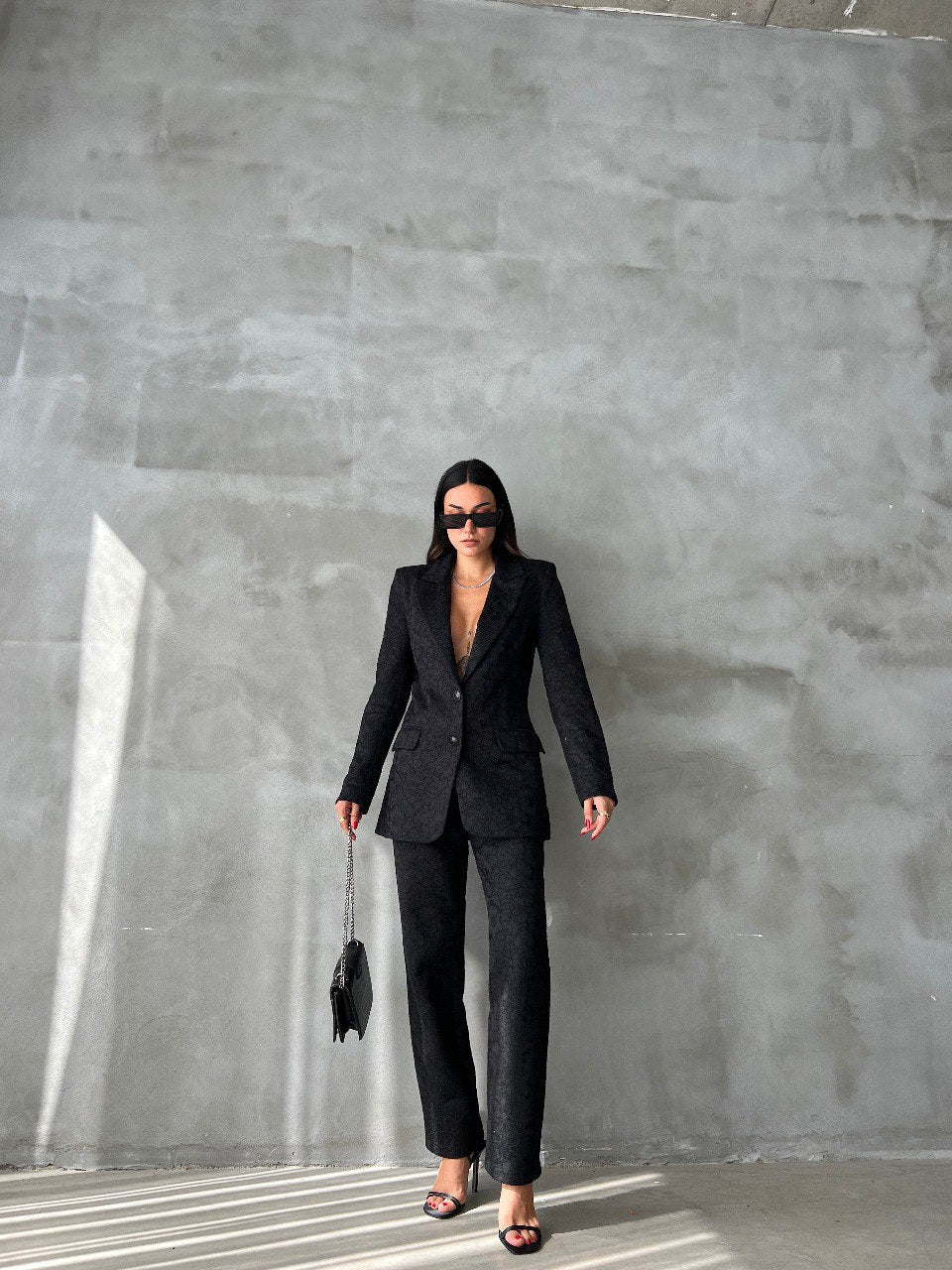 Ensemble jacquard noir