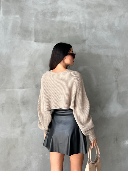 Pull en maille beige deux pièces