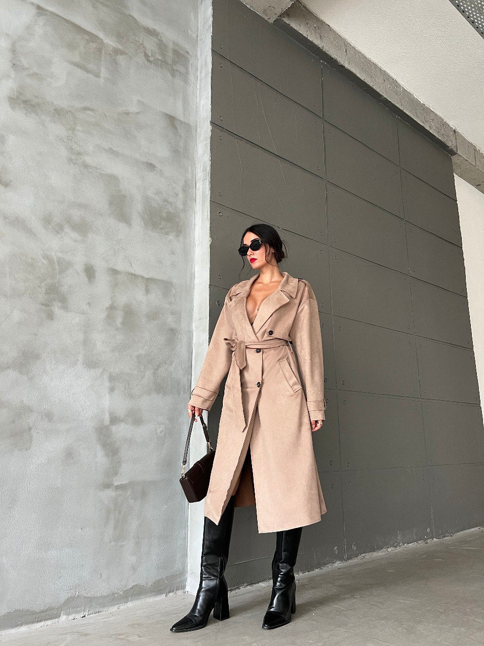 Trench Femme Beige Trench En Suedine Trench En Suedine Femme