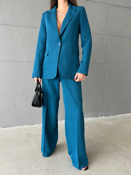 Ensemble tailleur-pantalon bleu azur