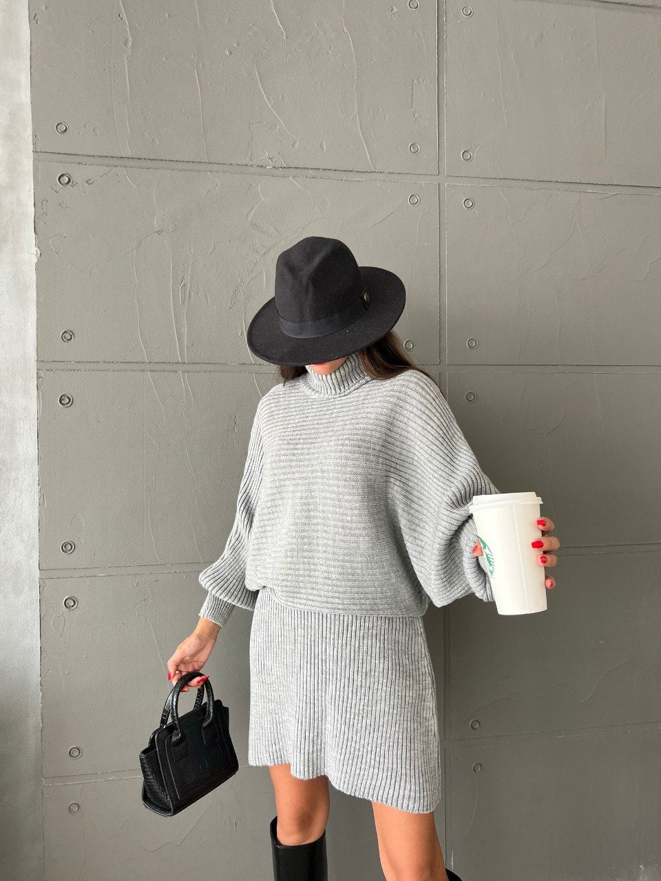 Ensemble tricot gris