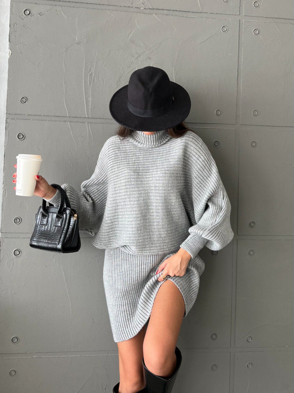 Ensemble tricot gris