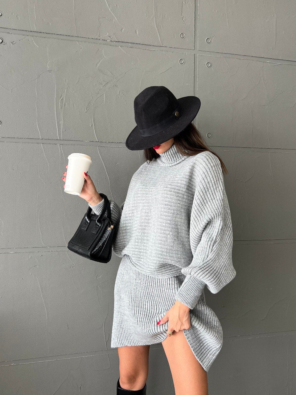 Ensemble tricot gris