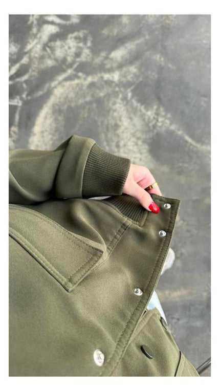 Kurze Khaki-Twill-Jacke