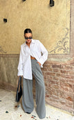 Elegant Gray High Waist Trousers