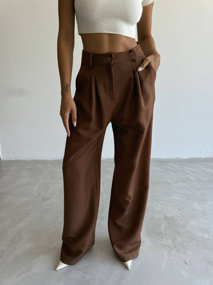 Pantalon large taille haute