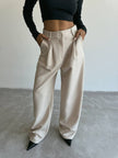 Pantalon large taille haute