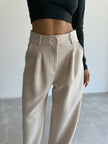 Pantalon large taille haute