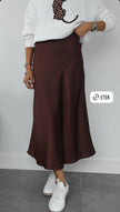 Jupe fluide marron midi