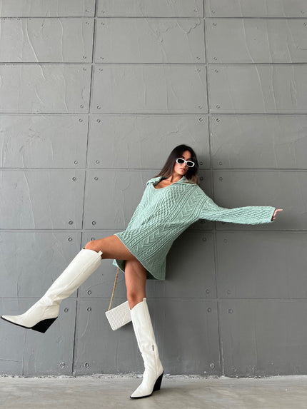 Pulloverkleid aus Strick Vert Pastel